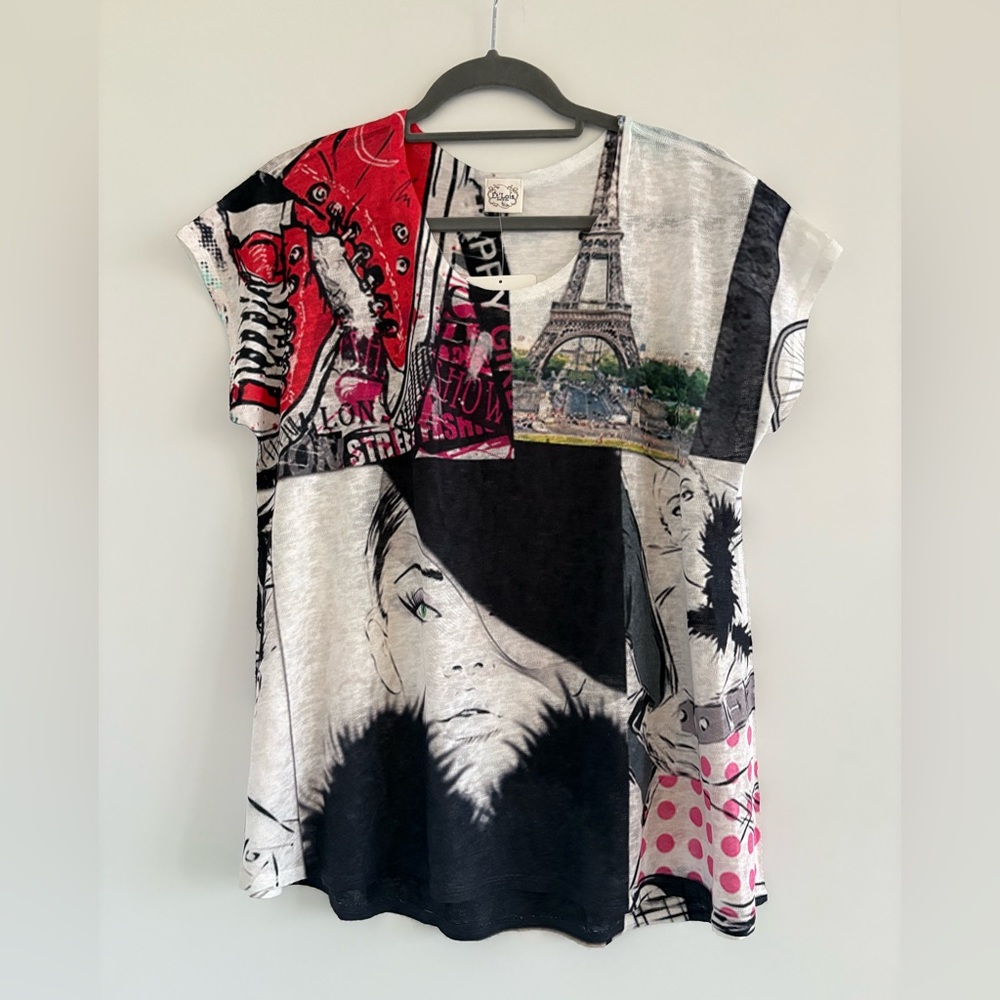 NWT Et’ Lois cap sleeve top sz L Palm Springs boutique find!